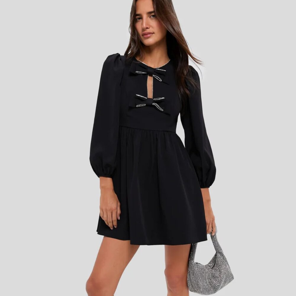 Hyacinth House - Embellished Bow Blair Mini Dress Size XS